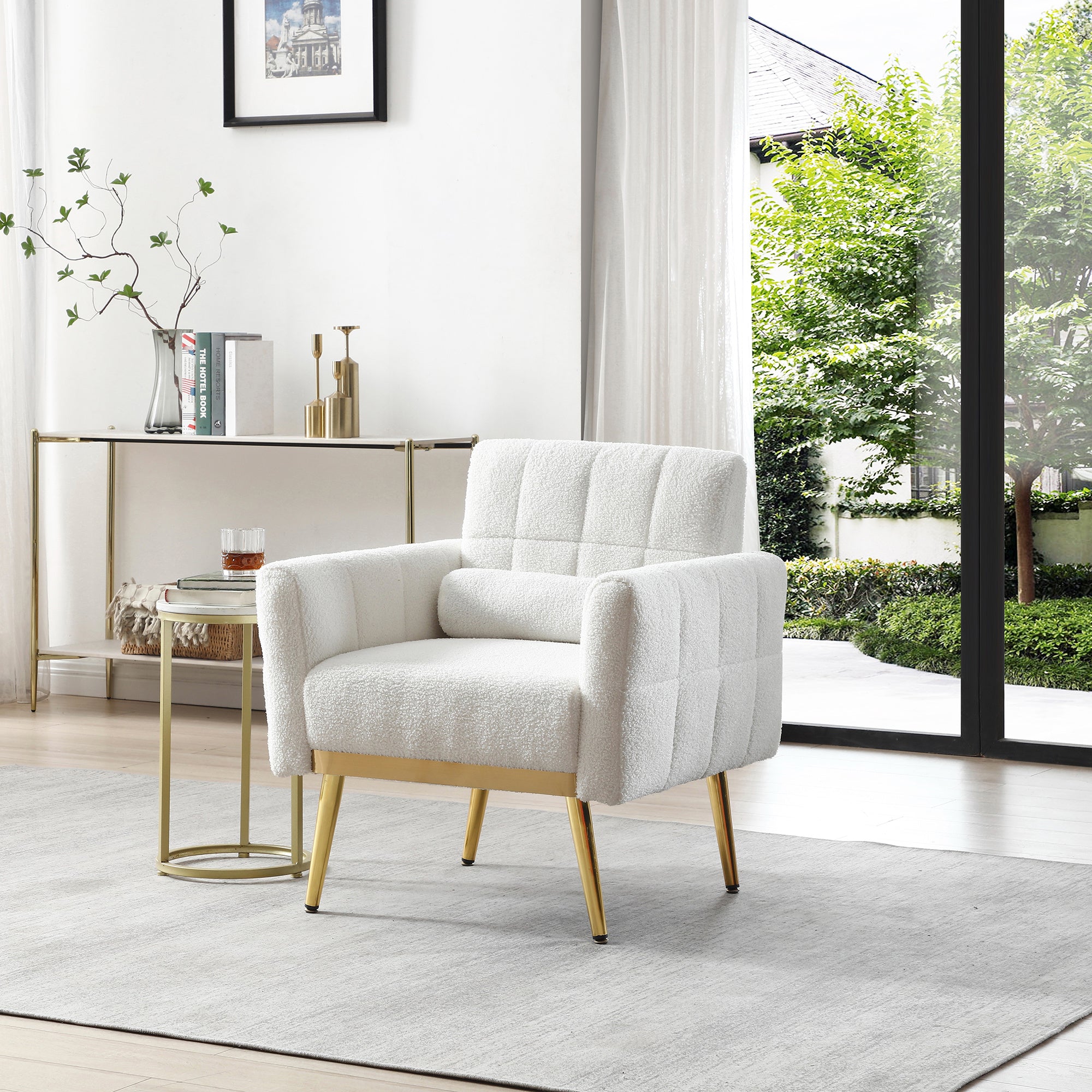 Modern Tufted White Accent Chair