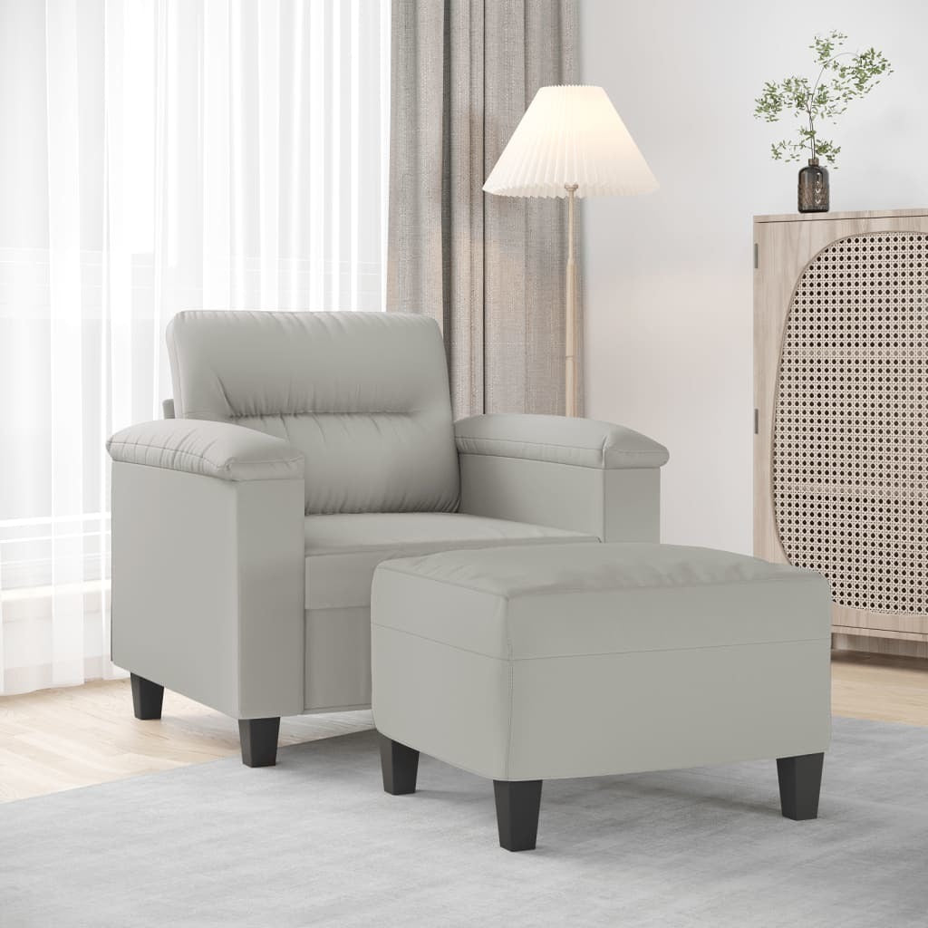 Grey Armchair with Footstool