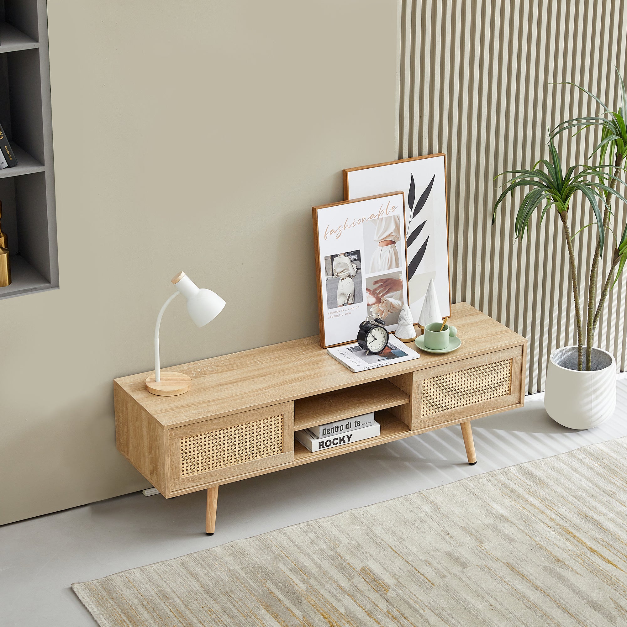 Modern Rattan TV Cabinet