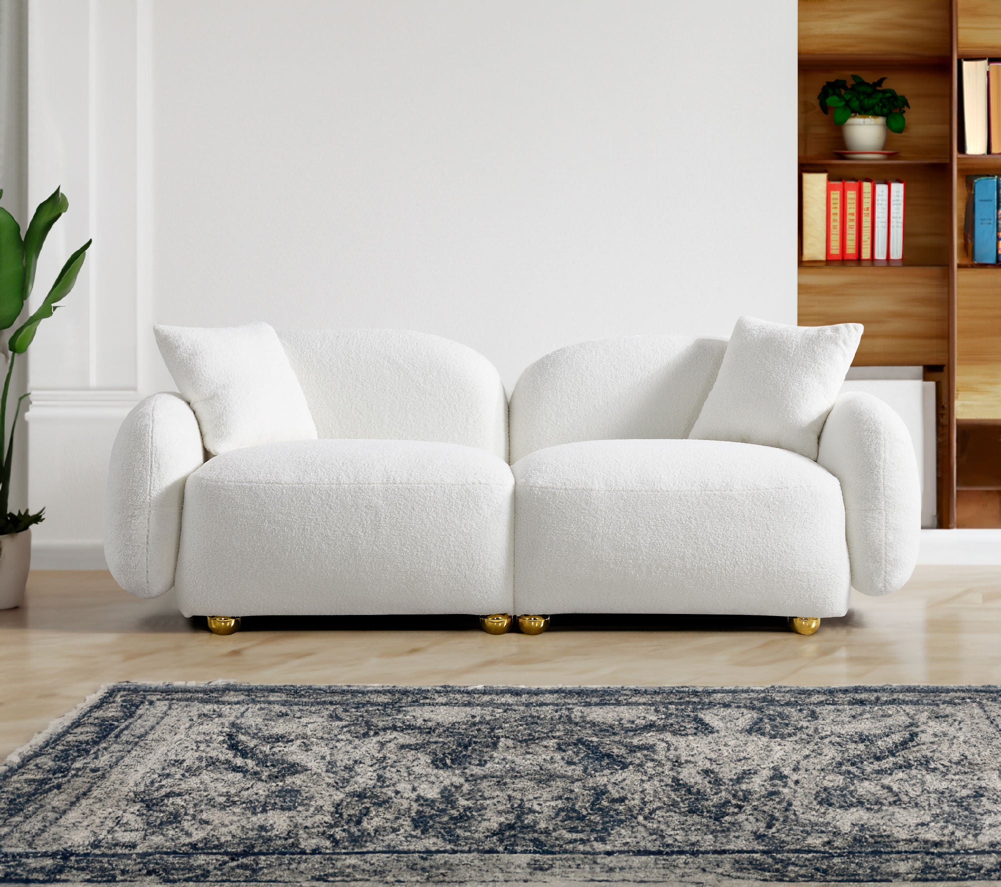 Luxury Plush Fabric White Sofa