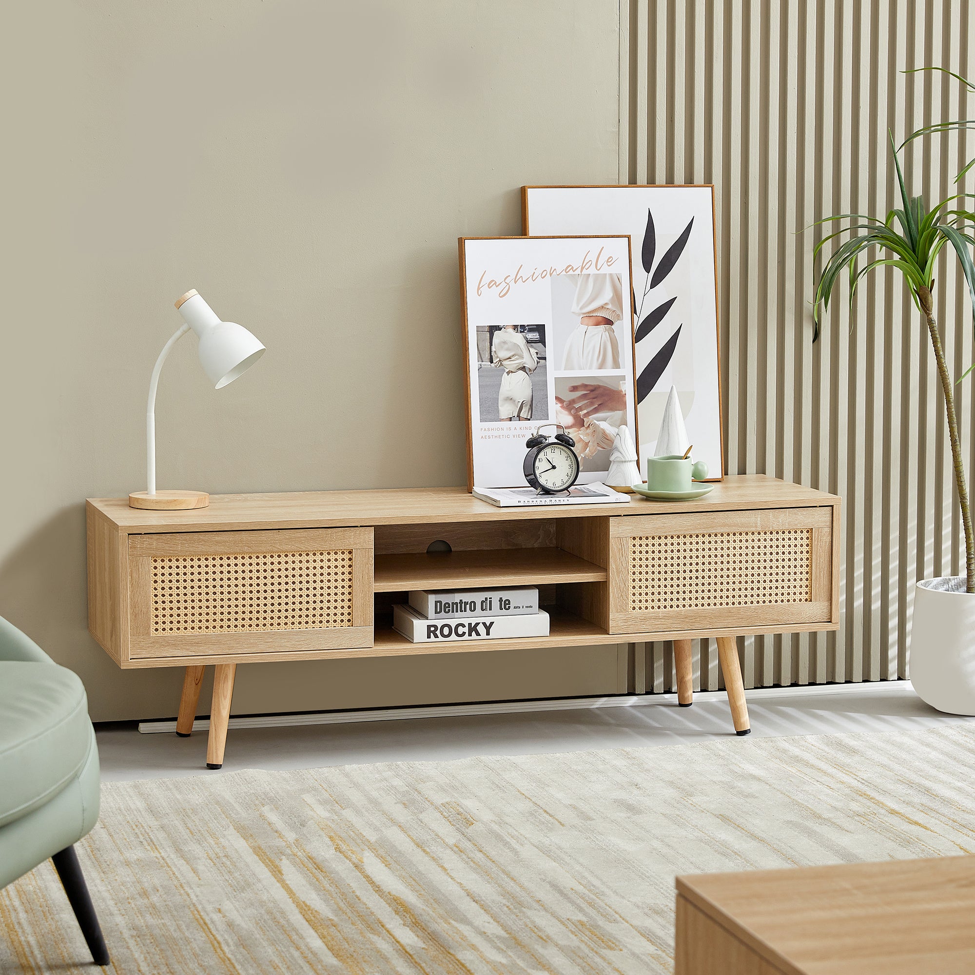 Modern Rattan TV Cabinet