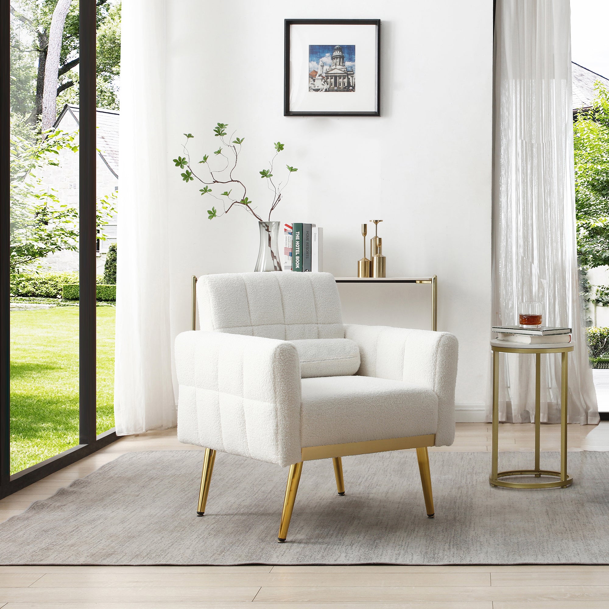 Modern Tufted White Accent Chair